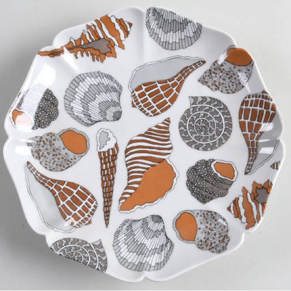 Fitz and Floyd Scalloped Bread & Butter Dish Gray, Brown & White Sea Shells - Picture 5 of 5